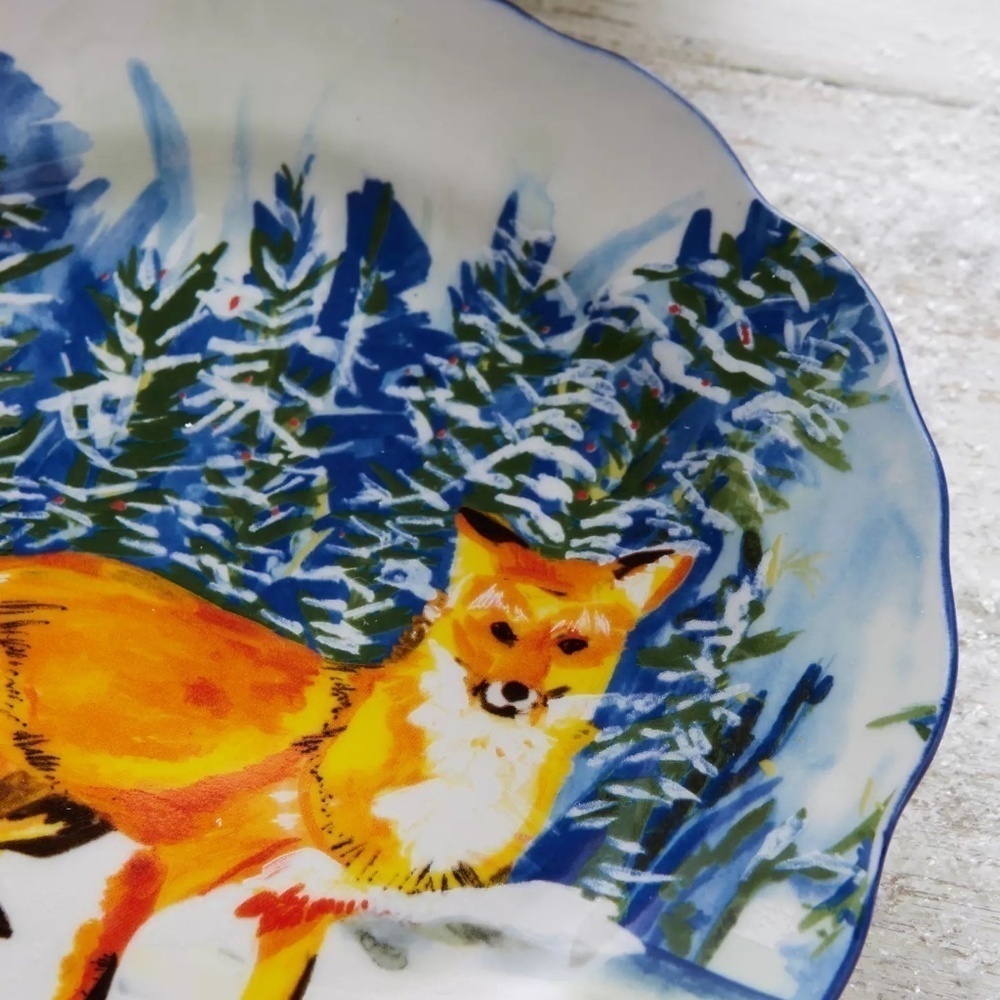 NWOT Anthropologie Voutsa Winterland Dessert Plate, Fox, Out of Stock - Picture 5 of 6